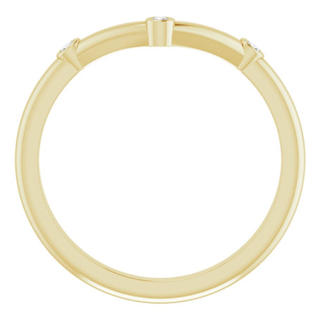 14K Yellow Gold .03 CTW Natural Diamond Stackable  V Ring