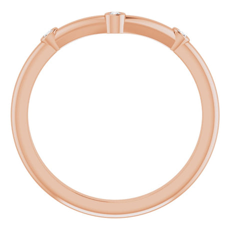 14K Rose .03 CTW Natural Diamond Stackable V Ring