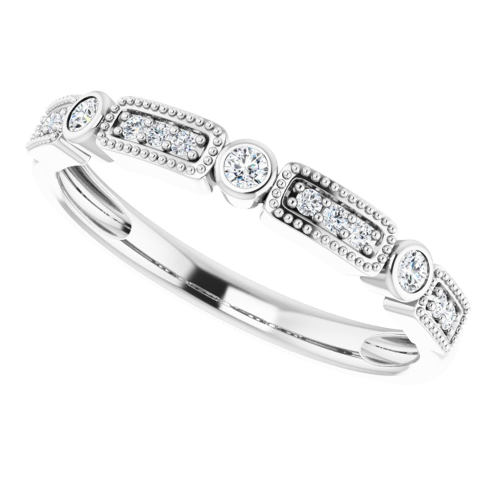 14K White 1/10 CTW Natural Diamond Stackable Ring