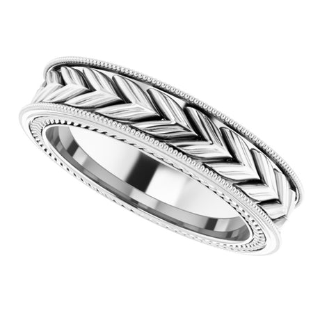 Platinum 5 mm Wheat Pattern Band Size 7