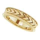 14K Yellow Gold 5 mm Milgrain Edge Wheat Pattern Flat Band Size 8