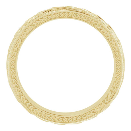 10K Yellow Gold 5 mm Milgrain Edge Wheat Pattern Flat Band Size 10.5
