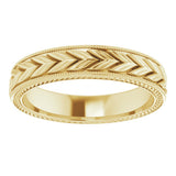 14K Yellow Gold 5 mm Milgrain Edge Wheat Pattern Flat Band Size 11.5