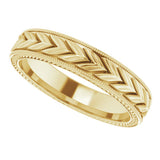 14K Yellow Gold 5 mm Milgrain Edge Wheat Pattern Flat Band Size 11.5