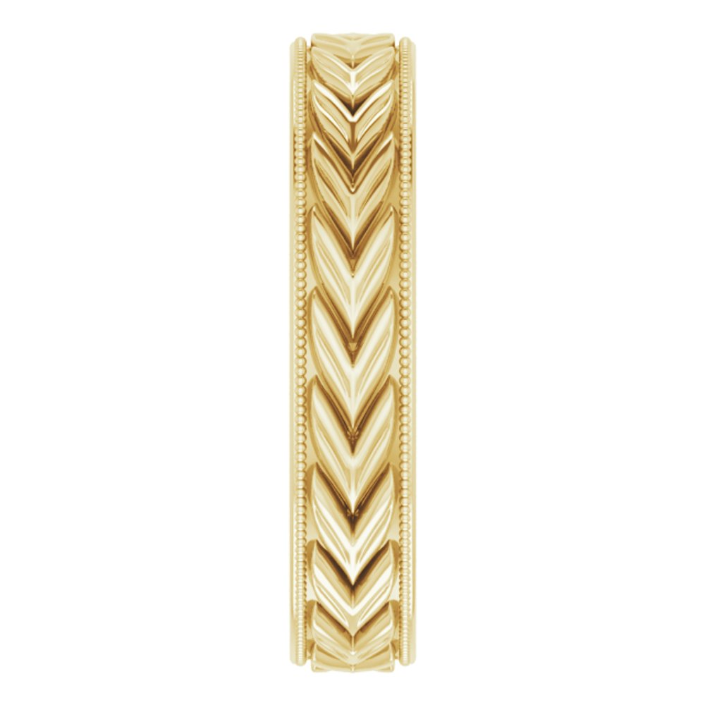 10K Yellow Gold 5 mm Milgrain Edge Wheat Pattern Flat Band Size 10.5
