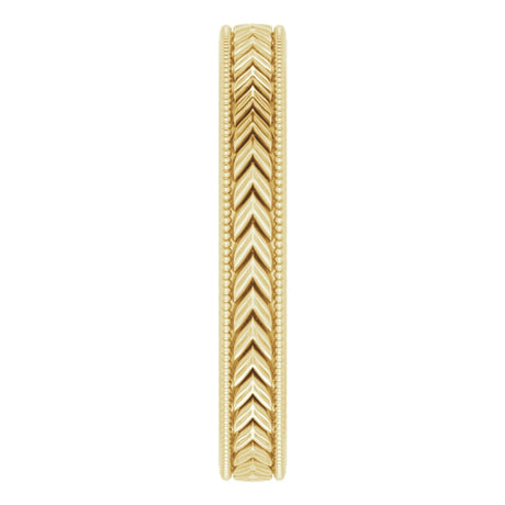 10K Yellow Gold 3 mm Milgrain Edge Wheat Pattern Flat Band Size 5