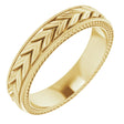 10K Yellow Gold 5 mm Milgrain Edge Wheat Pattern Flat Band Size 10.5