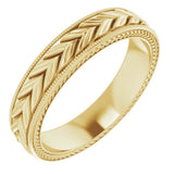 10K Yellow Gold 5 mm Milgrain Edge Wheat Pattern Flat Band Size 10.5