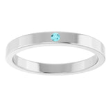 Sterling Silver Natural Blue Zircon Family Stackable Ring