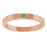 14K Rose Natural Emerald Family Stackable Ring