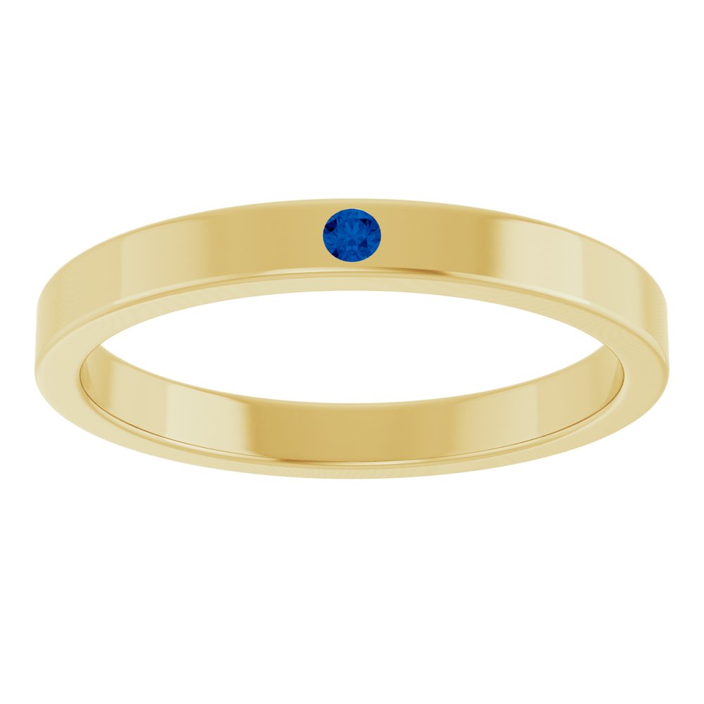 14K Yellow Gold Natural Blue Sapphire Family Stackable Ring