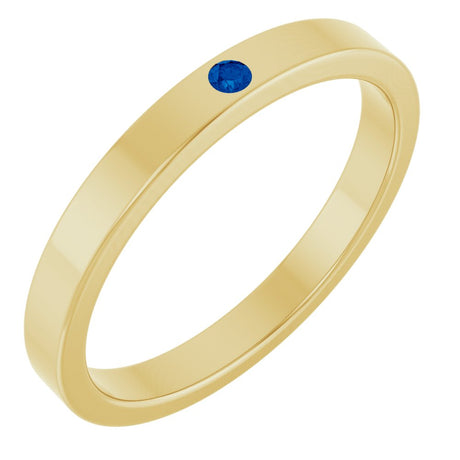 14K Yellow Gold Lab-Grown Blue Sapphire Family Stackable Ring