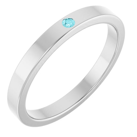 Sterling Silver Natural Blue Zircon Family Stackable Ring