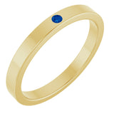 14K Yellow Gold Natural Blue Sapphire Family Stackable Ring