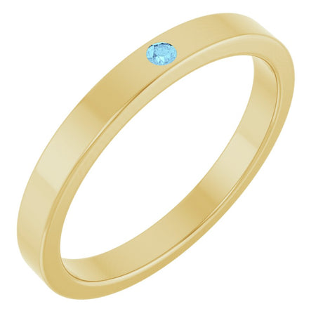 14K Yellow Gold Natural Aquamarine Family Stackable Ring