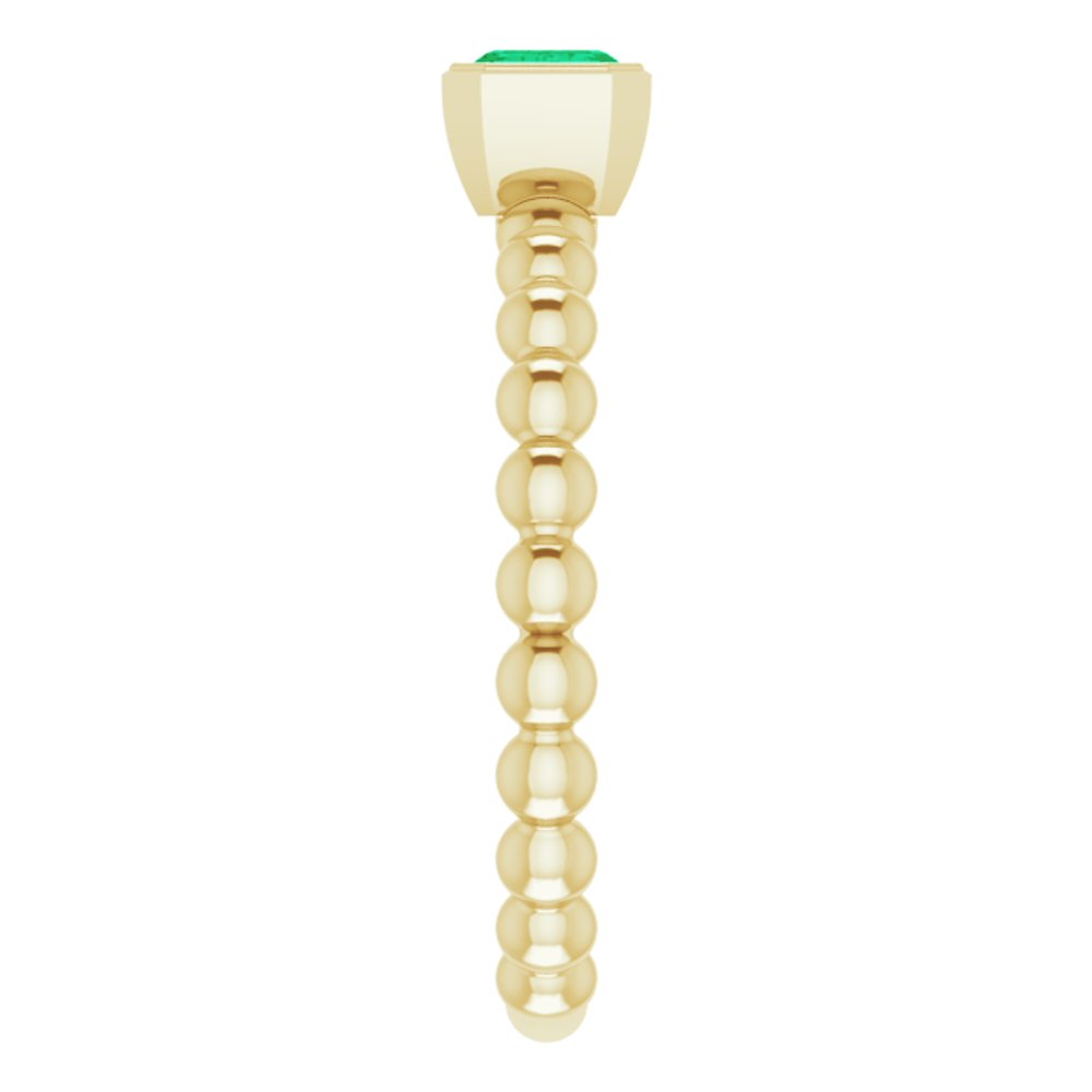 14K Yellow Lab-Grown Emerald Family Stackable Ring