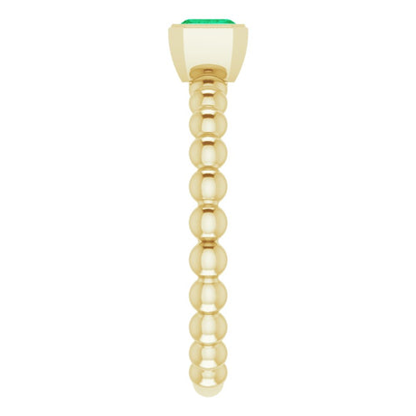 14K Yellow Lab-Grown Emerald Family Stackable Ring