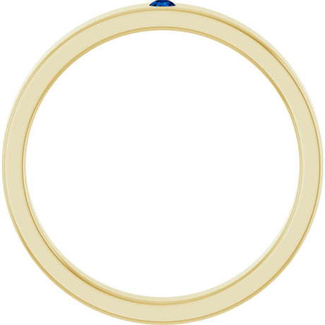 14K Yellow Gold Lab-Grown Blue Sapphire Family Stackable Ring