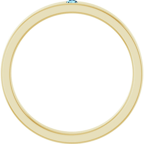 14K Yellow Gold Natural Aquamarine Family Stackable Ring