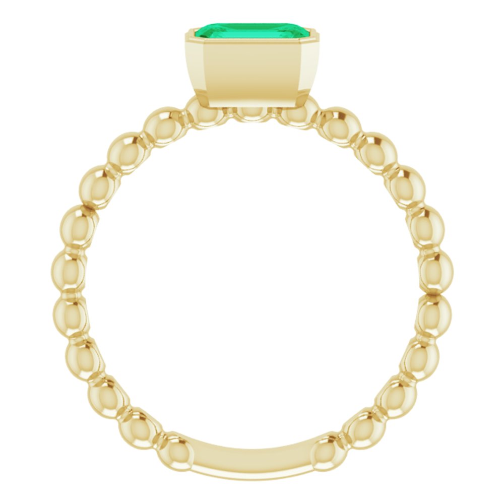 14K Yellow Lab-Grown Emerald Family Stackable Ring