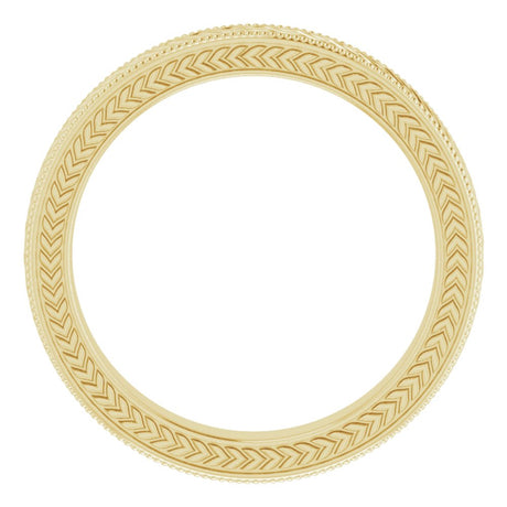 10K Yellow Gold 3 mm Milgrain Edge Wheat Pattern Flat Band Size 5