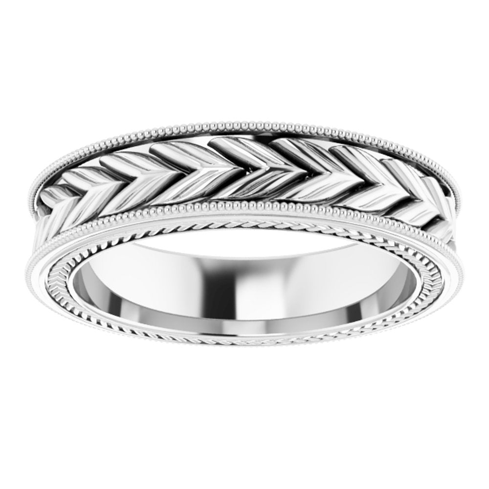 Platinum 5 mm Wheat Pattern Band Size 7