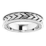 Platinum 5 mm Wheat Pattern Band Size 7