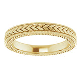 10K Yellow Gold 3 mm Milgrain Edge Wheat Pattern Flat Band Size 5
