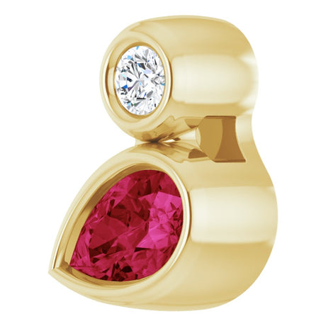 14K Yellow Gold 5x3 mm Pear Natural Ruby & .03 CT Natural Diamond Pendant