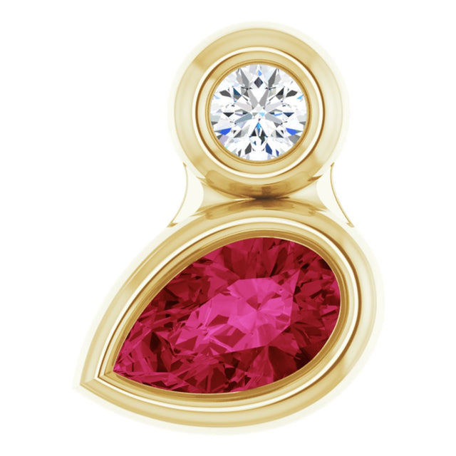 14K Yellow Gold 5x3 mm Pear Natural Ruby & .03 CT Natural Diamond Pendant