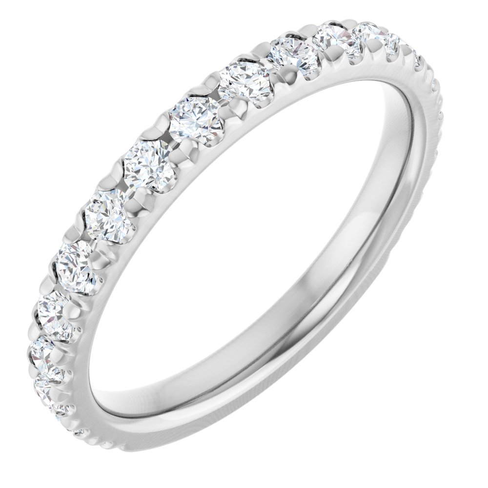 14K White Gold 3/4 CTW Natural Diamond French-Set Anniversary Band