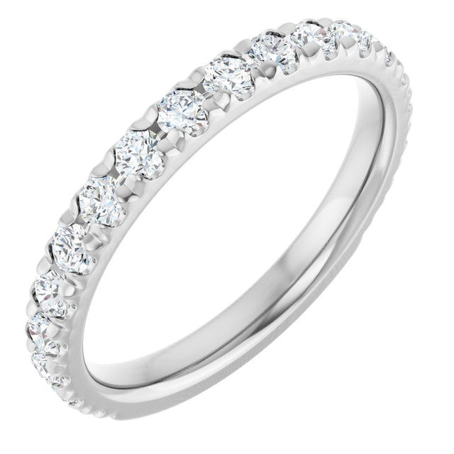 14K White Gold 3/4 CTW Natural Diamond French-Set Anniversary Band