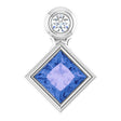 14K White Gold 4x4 mm Square Natural Tanzanite & .03 CT Natural Diamond Pendant