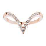 14K Rose 1/6 CTW Natural Diamond V Ring