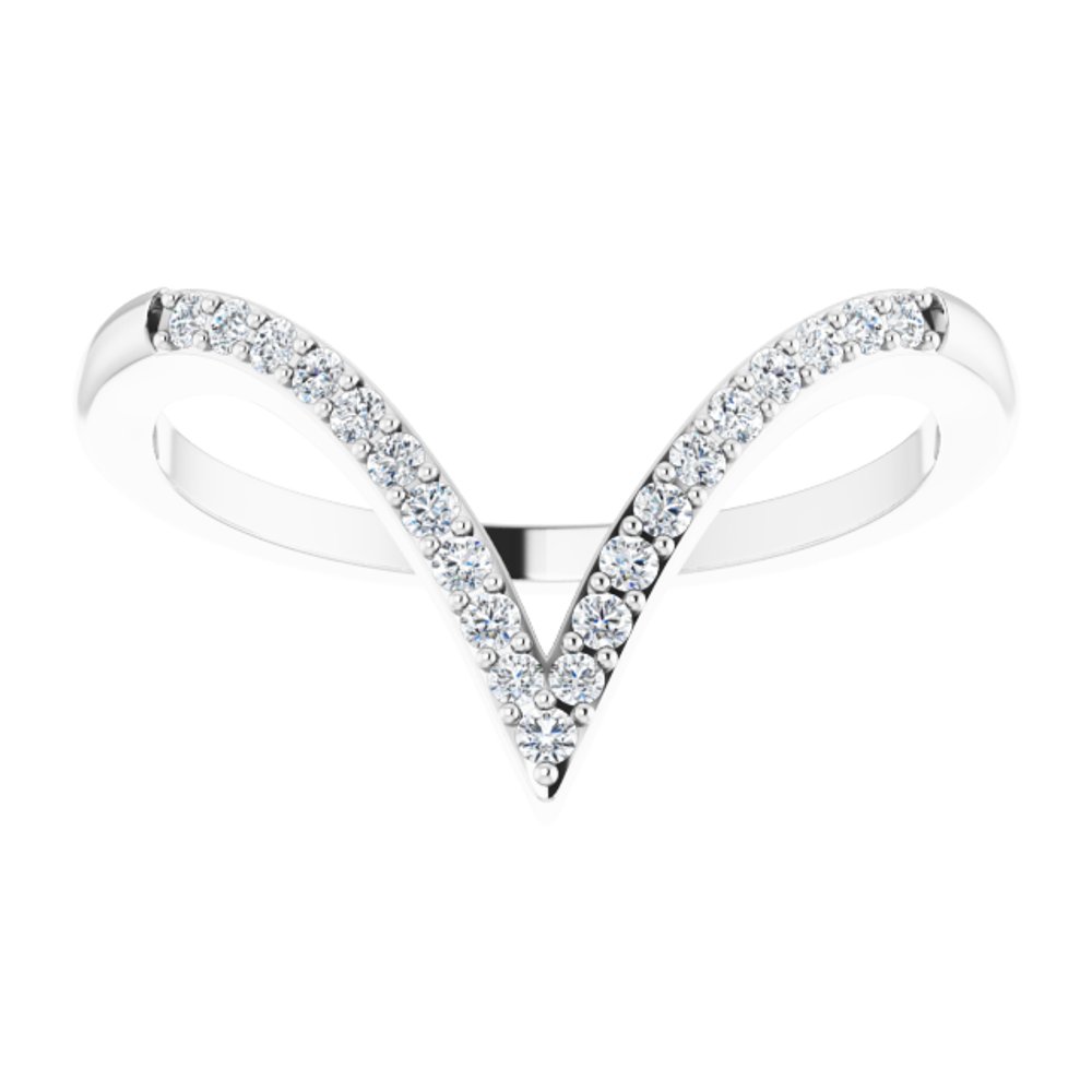 14K White 1/6 CTW Natural Diamond V Ring