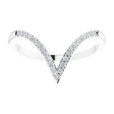 14K White 1/6 CTW Natural Diamond V Ring