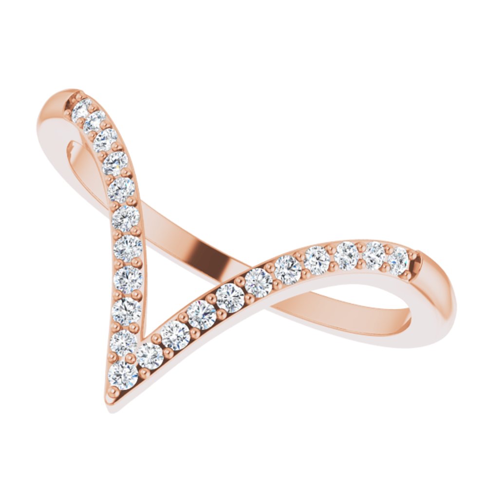 14K Rose Gold 1/6 CTW Natural Diamond V Ring