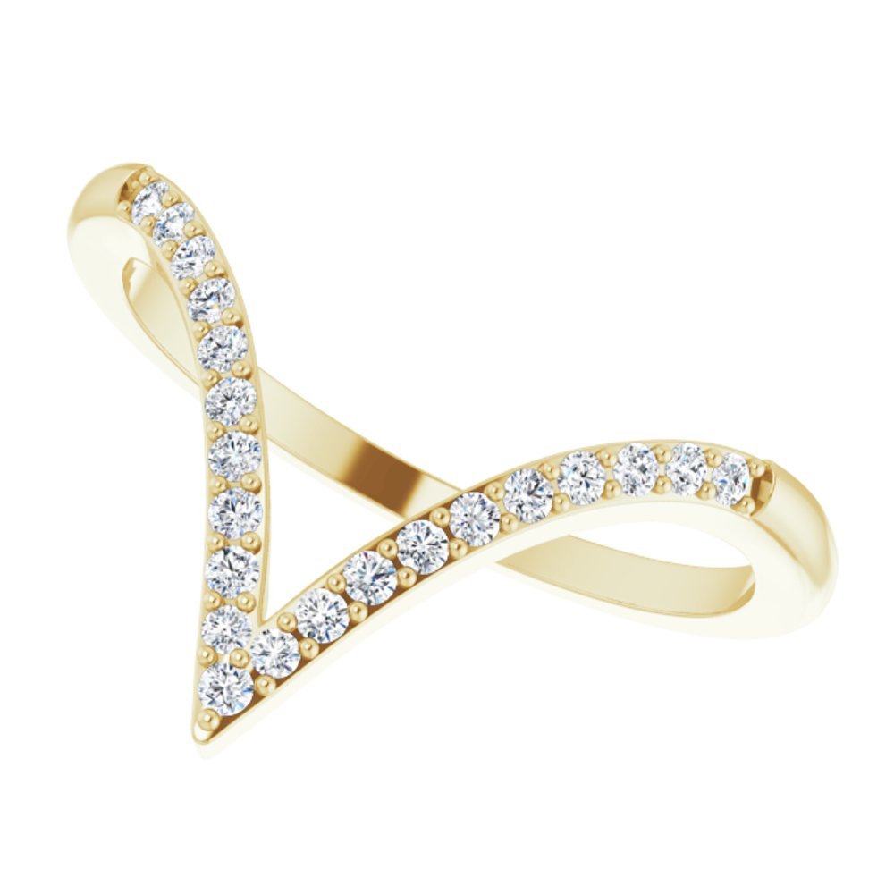 14K Yellow Gold 1/6 CTW Natural Diamond V Ring