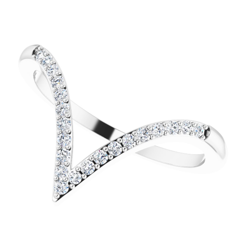 14K White Gold 1/6 CTW Natural Diamond V Ring