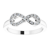 14K White 1/10 CTW Natural Diamond Infinity-Inspired Ring