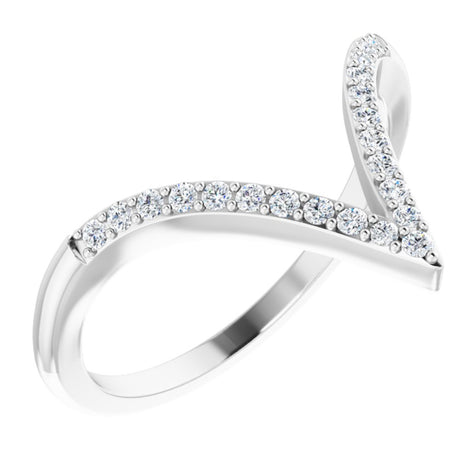 14K White Gold 1/6 CTW Natural Diamond V Ring