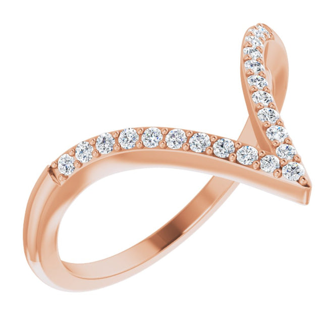 14K Rose Gold 1/6 CTW Natural Diamond V Ring