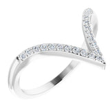 14K White Gold 1/6 CTW Natural Diamond V Ring