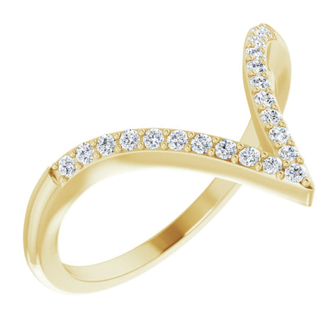 14K Yellow Gold 1/6 CTW Natural Diamond V Ring