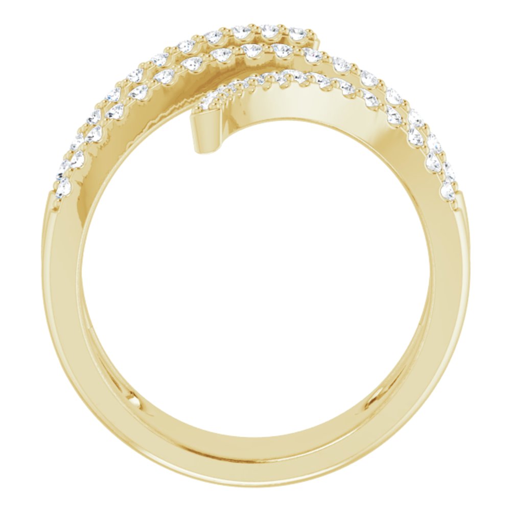 14K Yellow 1/2 CTW Natural Diamond Spiral Wrap Ring