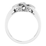 Sterling Silver .05 CTW Natural Diamond Double Heart Ring