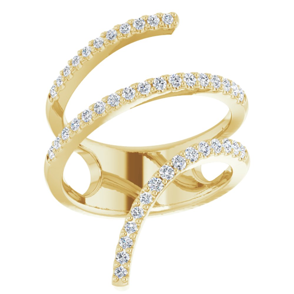 14K Yellow 1/2 CTW Natural Diamond Spiral Wrap Ring