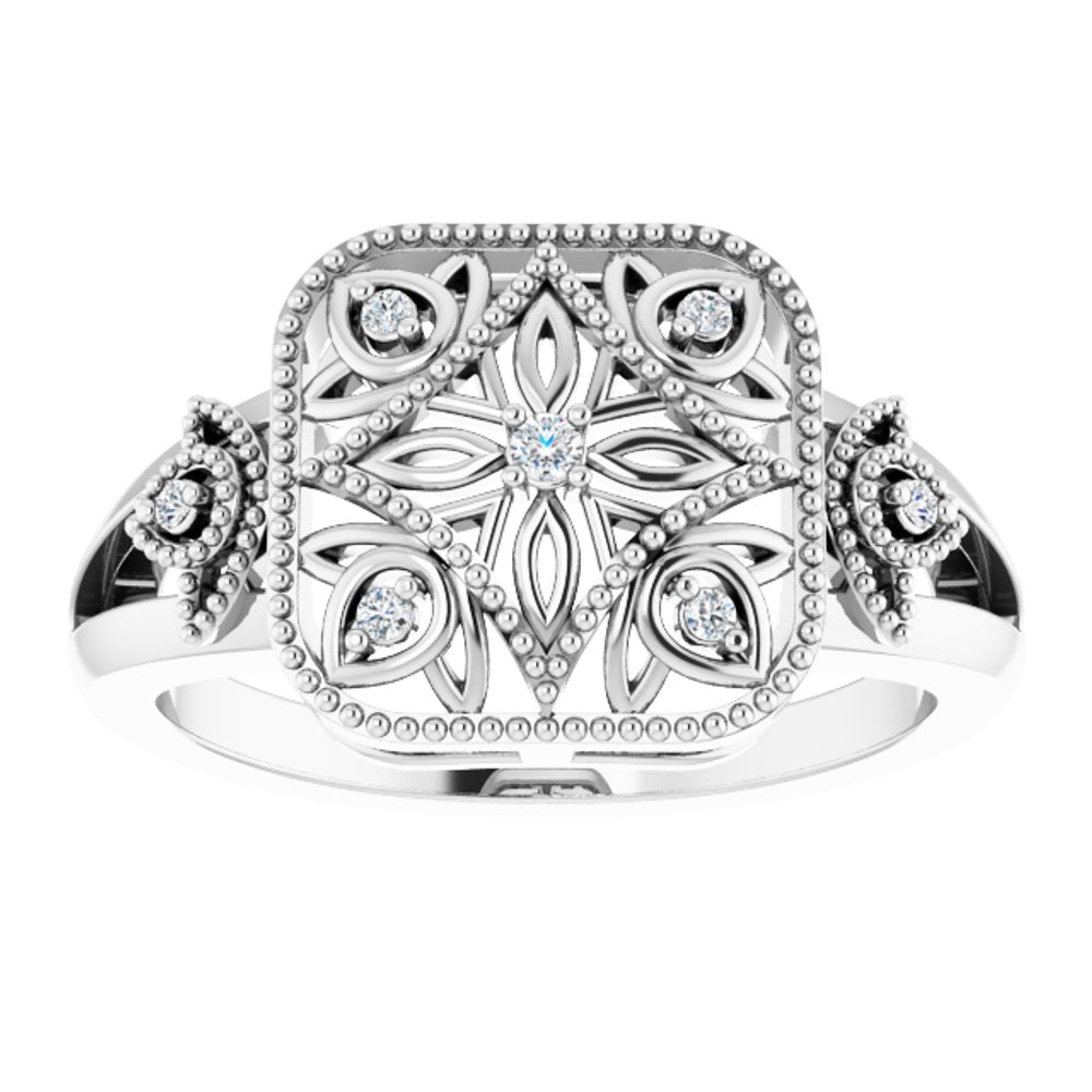 Sterling Silver .05 CTW Natural Diamond Ring