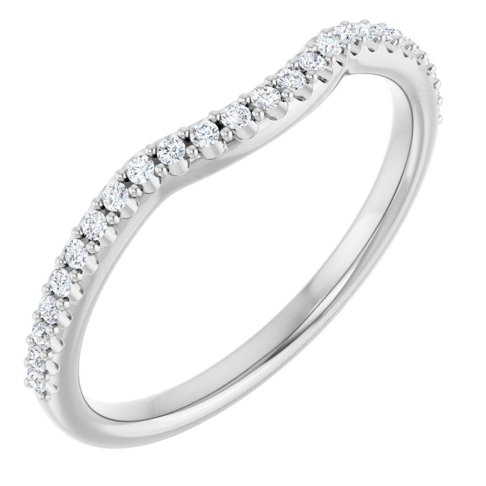 14K White 1/8 CTW Natural Diamond Contour Band