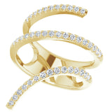 14K Yellow 1/2 CTW Natural Diamond Spiral Wrap Ring